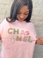Novelty Pink CC Chanel inspired oversized Tee