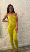 Lime cross back one piece jumper