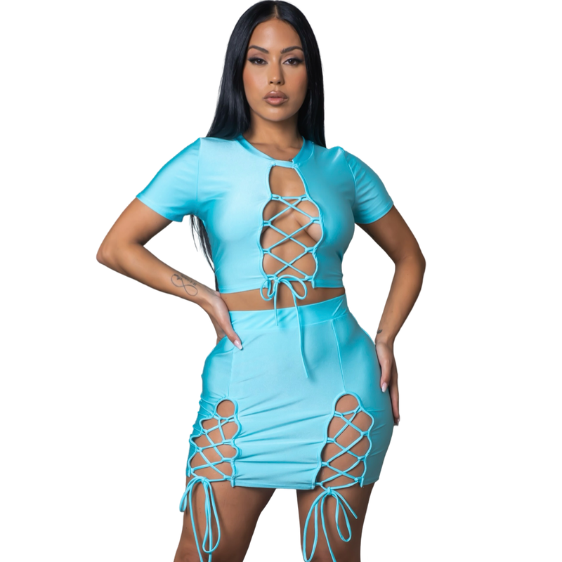 Turquoise lace up set