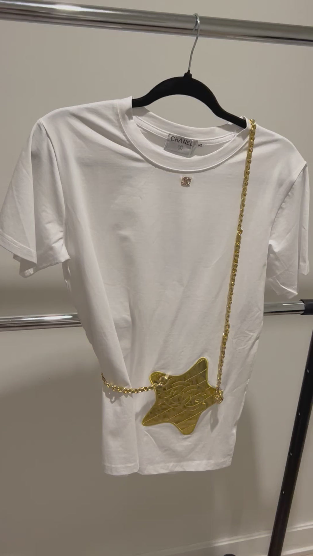 NOVELTY COLLECTION CHANEL INSPIRED SUPER STAR GOLD CHSIN PURSE TEE