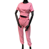 Pink crop cut out sweat suit